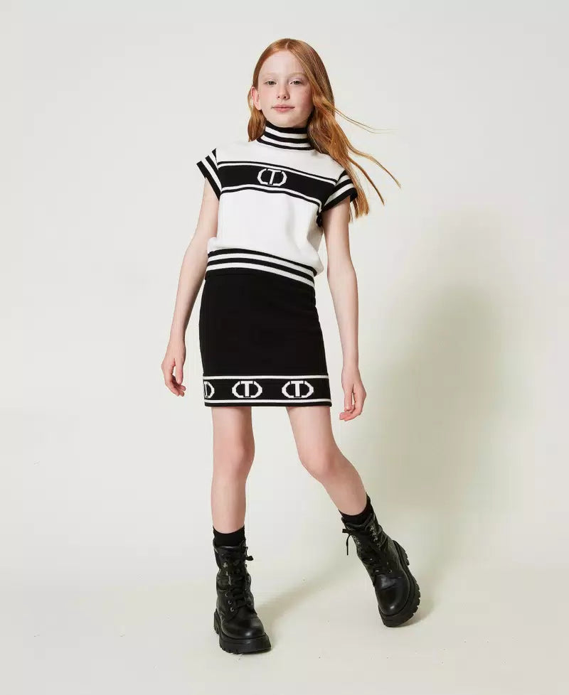 TWINSET KIDS GJ3164NERO-BIANCO