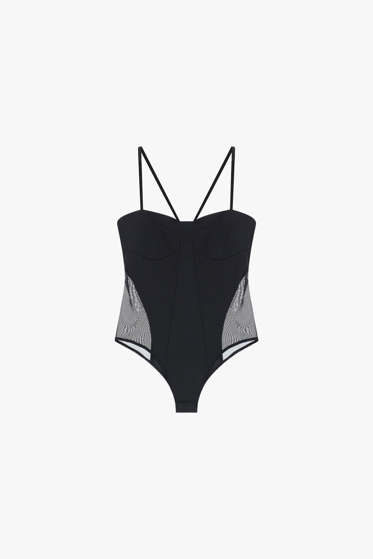 body donna con scollo a cuore e trasparenze nero imperial B264KHG NERO IMPERIAL