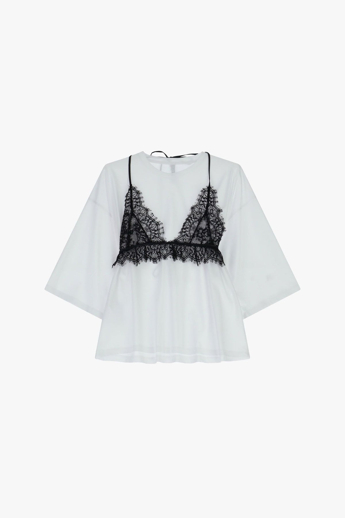 t-shirt donna con top in pizzo bianco imperial TY20KAK BIANCO IMPERIAL