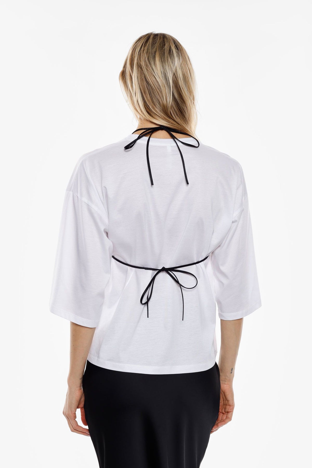 t-shirt donna con top in pizzo bianco imperial TY20KAK BIANCO IMPERIAL