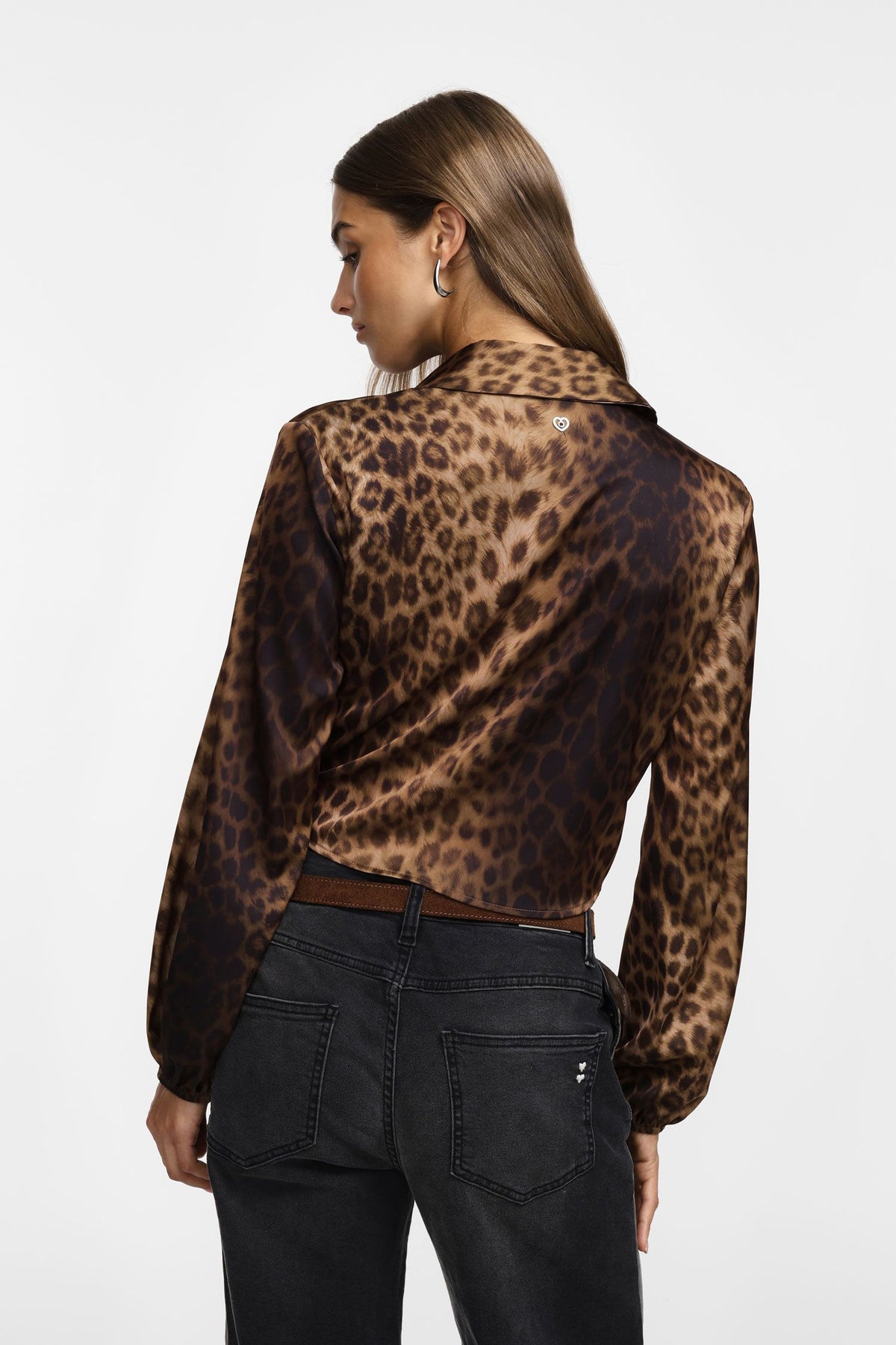 CAMICIA DONNA CROP CON NODO LATERALE MACULATO PLEASE C1FADKS000 MACULATO PLEASE