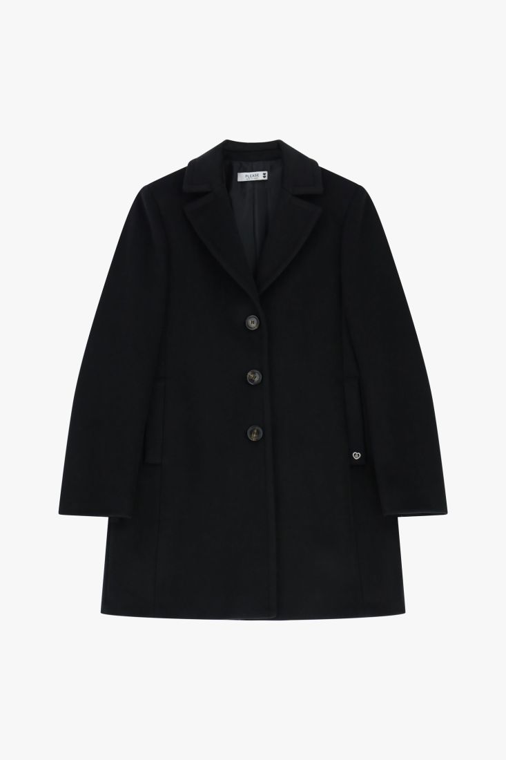 cappotto donna corto LINEARE CON BOTTONI nero please K493SELENA NERO PLEASE