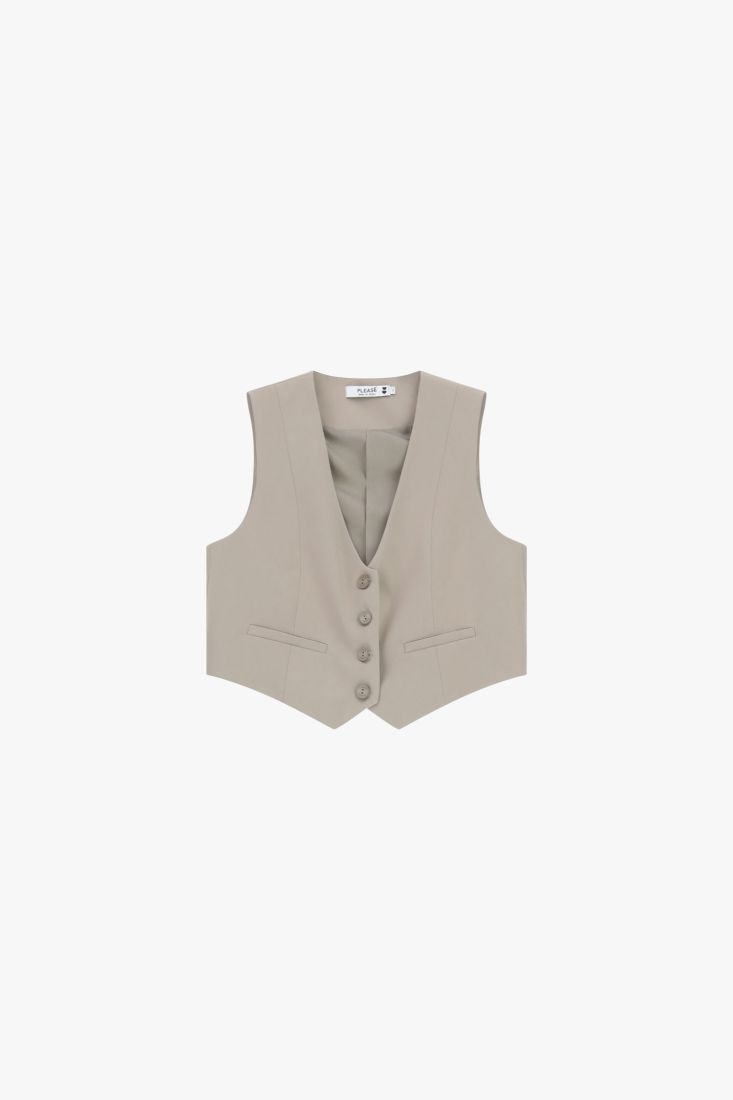 gilet DONNA CORTO CON ABBOTTONATURA CENTRALE PANNA PLEASE L975FF07N PANNA PLEASE