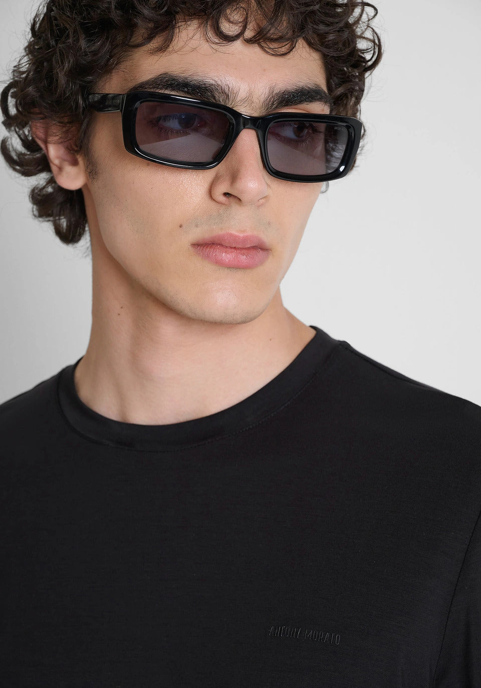 t-shirt uomo slim fit in lyocell manica lunga nero antony morato MMKL00336 NERO ANTONY MORATO