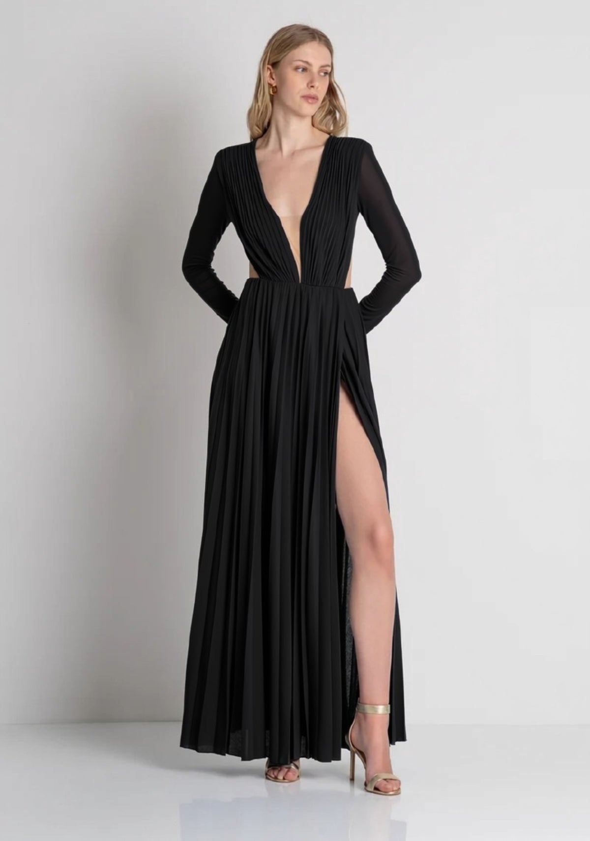 ABITO DONNA LUNGO IN LUREX CON SCOLLO NERO FRACOMINA FQ26WD3005W855F9 NERO FRACOMINA