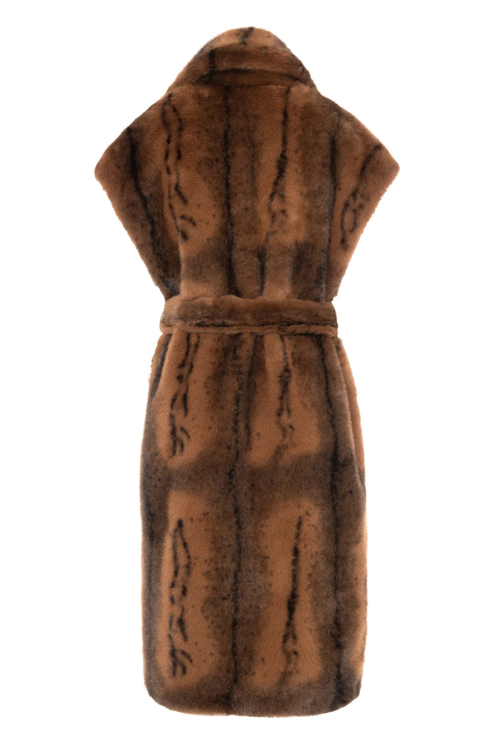 GILET DONNA ECOPELLICCIA LUNGA CON CINTURA MARRONE FRACOMINA FR26WC4009O44501-M57 MARRONE FRACOMINA