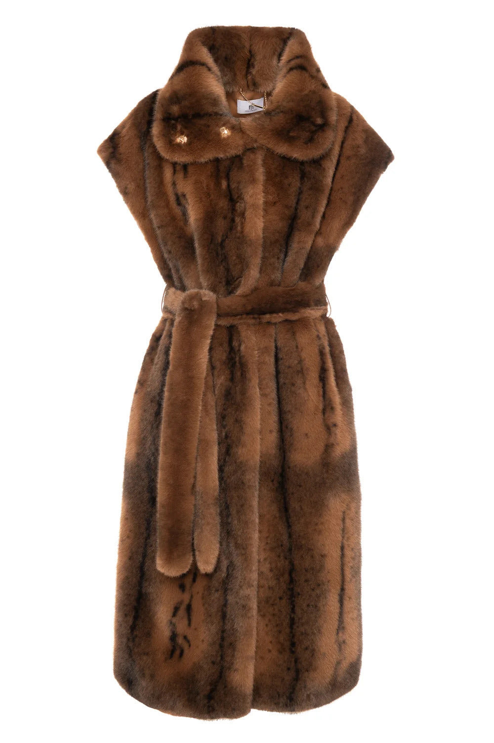 GILET DONNA ECOPELLICCIA LUNGA CON CINTURA MARRONE FRACOMINA FR26WC4009O44501-M57 MARRONE FRACOMINA