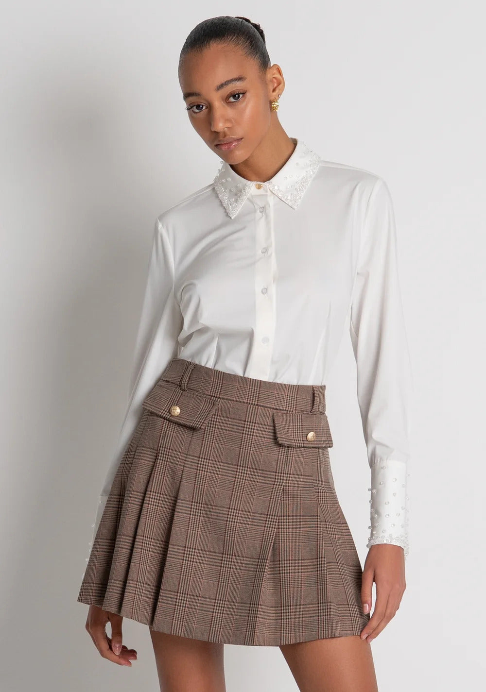 minigonna donna flare a pieghe in principe di galles fracomina FR26WG1006W57595 MULTICOLORE FRACOMINA