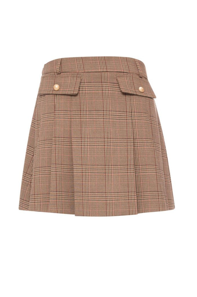 minigonna donna flare a pieghe in principe di galles fracomina FR26WG1006W57595 MULTICOLORE FRACOMINA