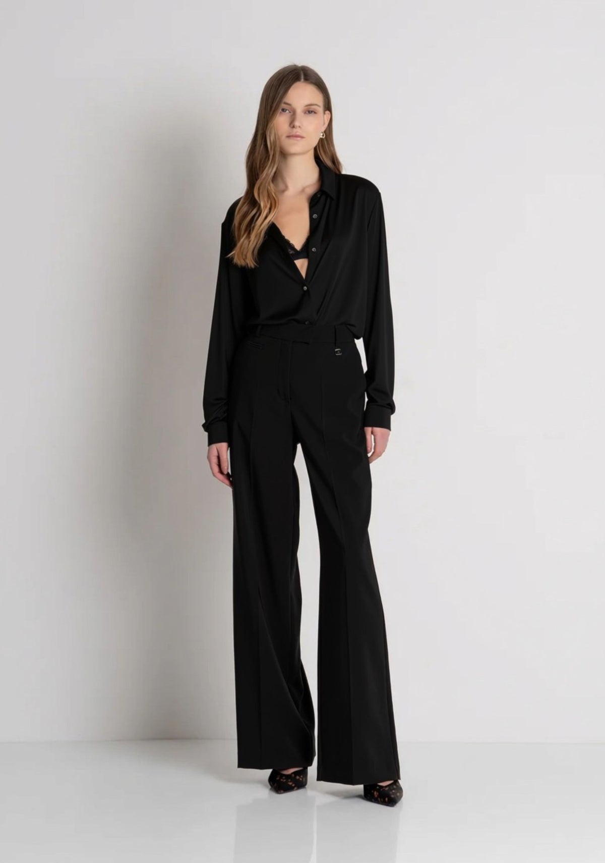 pantalone donna flare vita regolare nero fracomina FR26WV3002W42901 NERO FRACOMINA