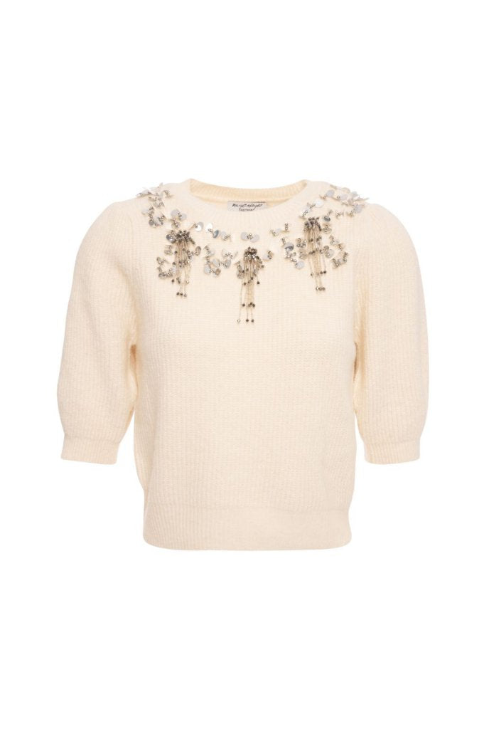 maglia donna cropped mezza manica con applicazioni panna fracomina FY26WT7058K458R9 PANNA FRACOMINA