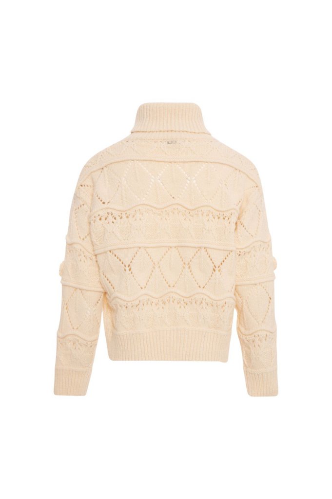 pullover donna lavorato in lana panna fracomina FY26WT7063K47401 PANNA FRACOMINA