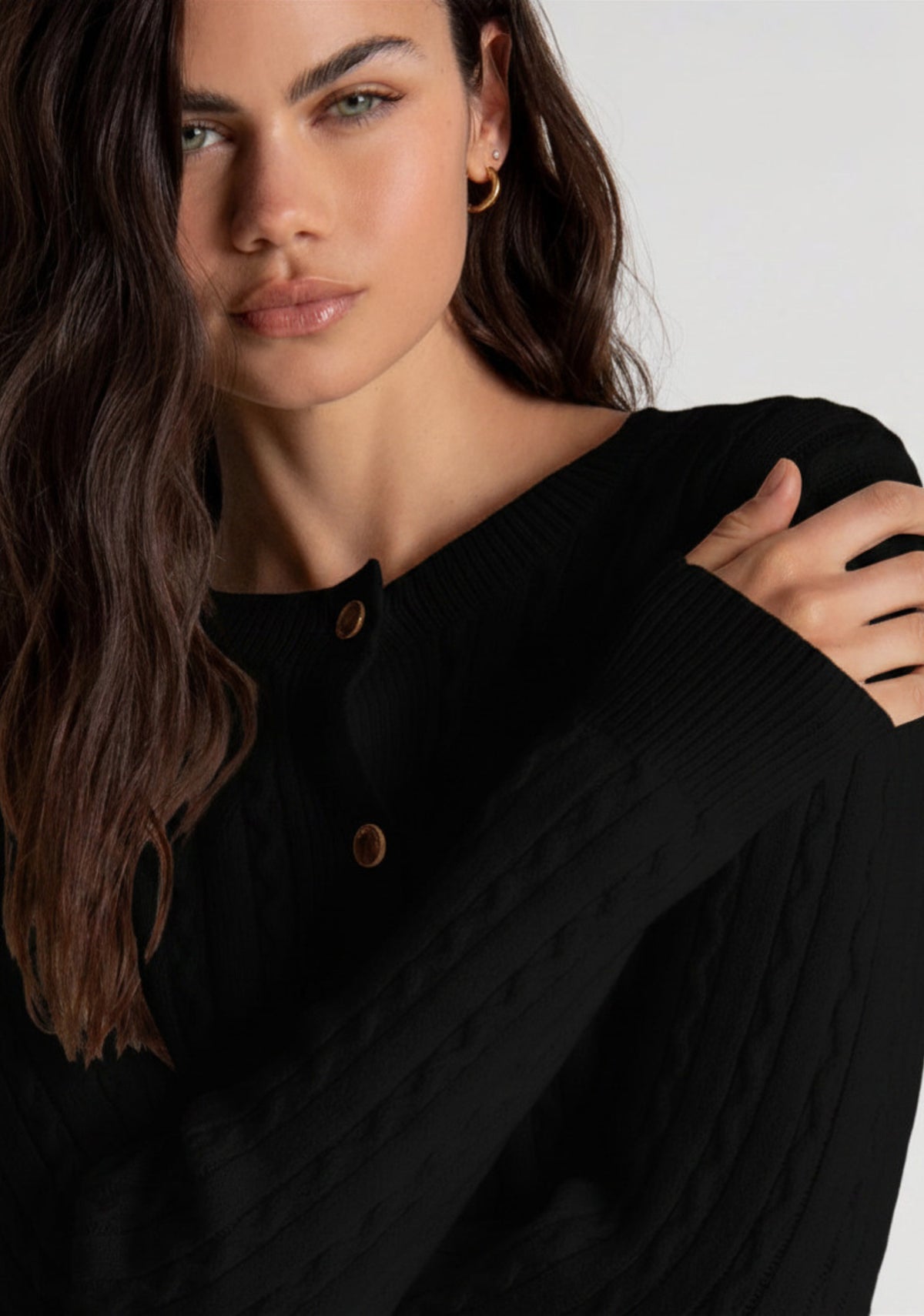 cardigan donna con punto treccia nero fracomina FY26WT8037K45801 NERO FRACOMINA