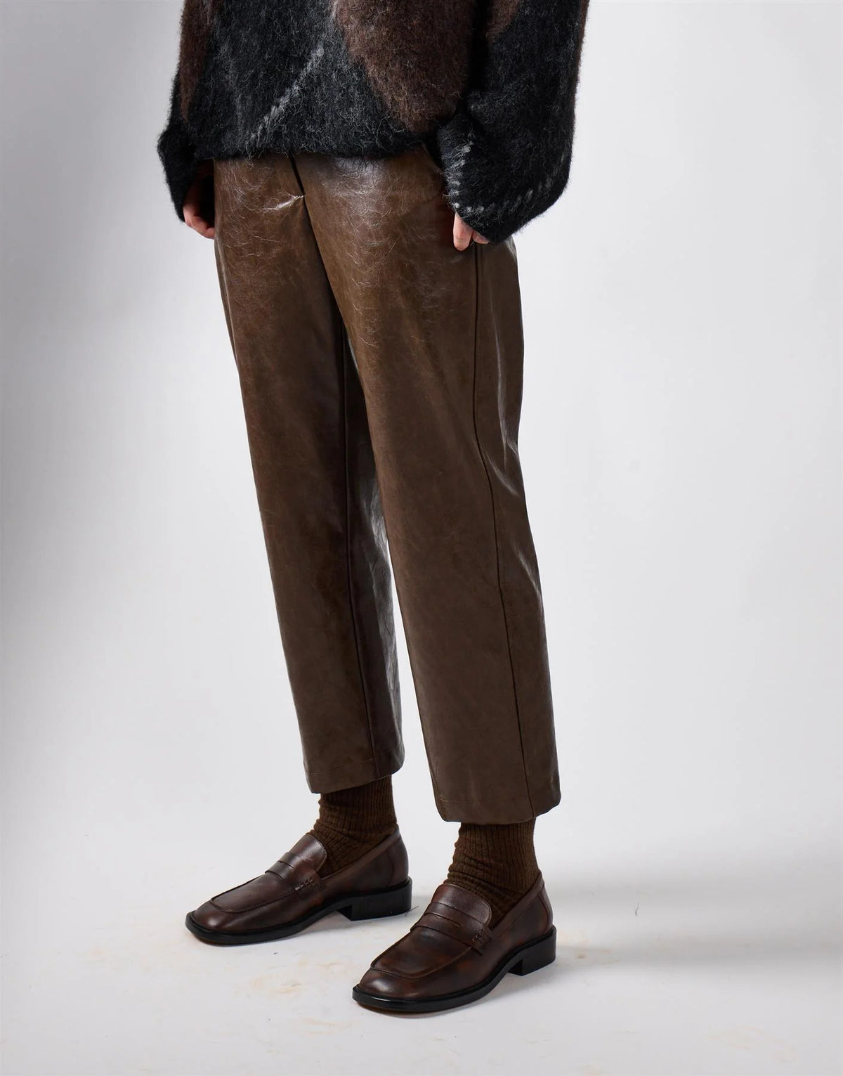 PANTALONE DONNA CROPPED IN ECOPELLE MARRONE GLAMOROUS AN4961A BROWN GLAMOROUS