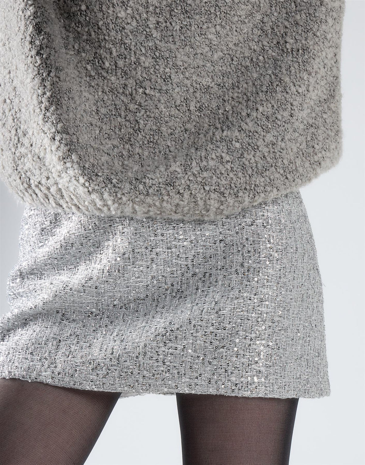MINIGONNA donna IN TWEED con paillettes SILVER GLAMOROUS KA7487A SILVER GLAMOROUS