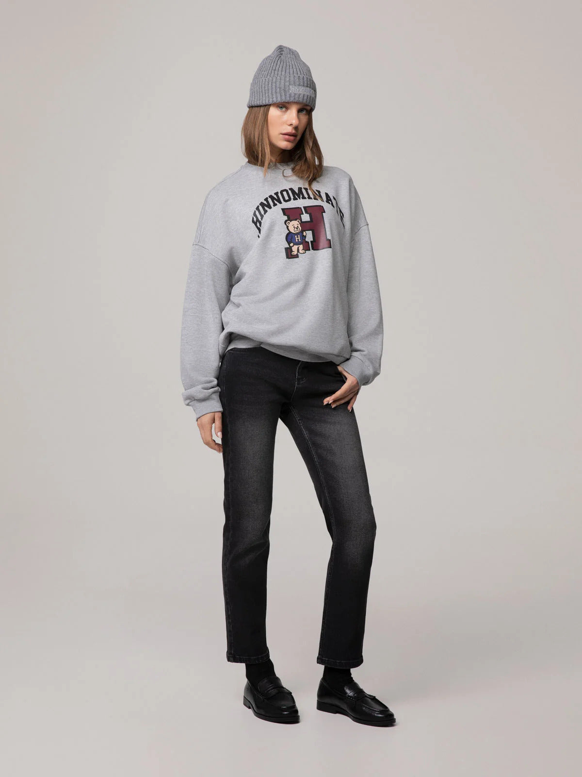 FELPA DONNA GIROCOLLO CON STAMPA GRIGIO HINNOMINATE HMABW03124 GRIGIO HINNOMINATE