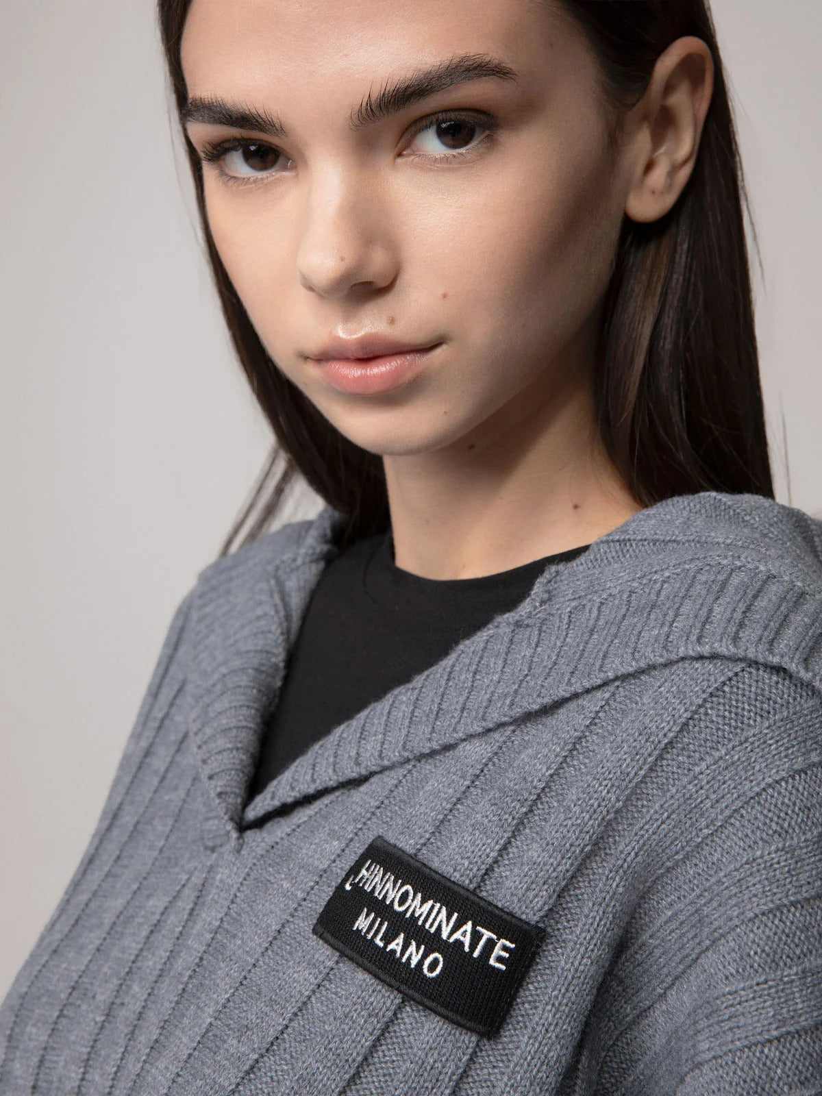 MAGLIA DONNA A COSTE CON COLLO MARINAIO GRIGIO HINNOMINATE HMABW03188 GRIGIO MELANGE HINNOMINATE