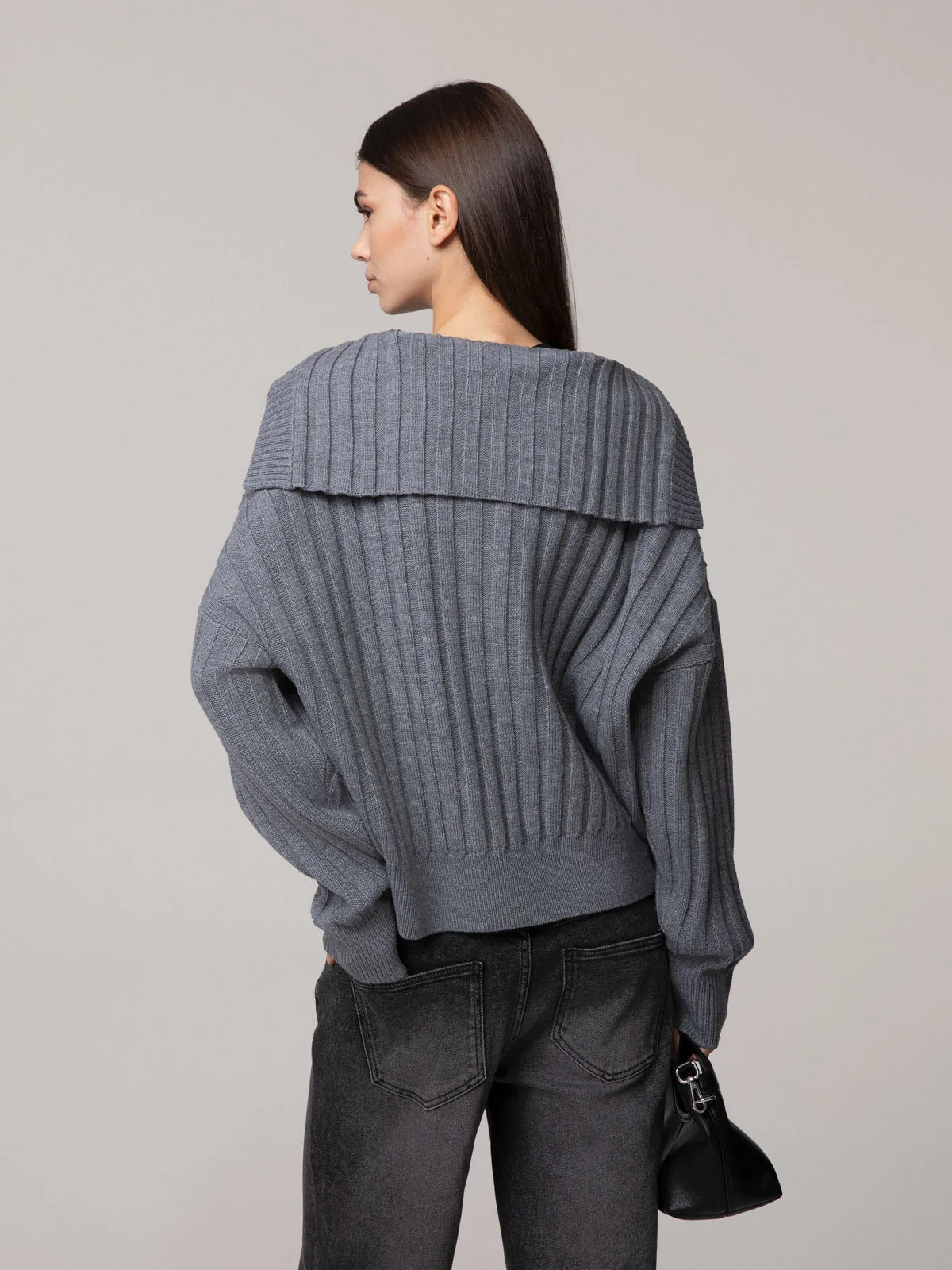 MAGLIA DONNA A COSTE CON COLLO MARINAIO GRIGIO HINNOMINATE HMABW03188 GRIGIO MELANGE HINNOMINATE