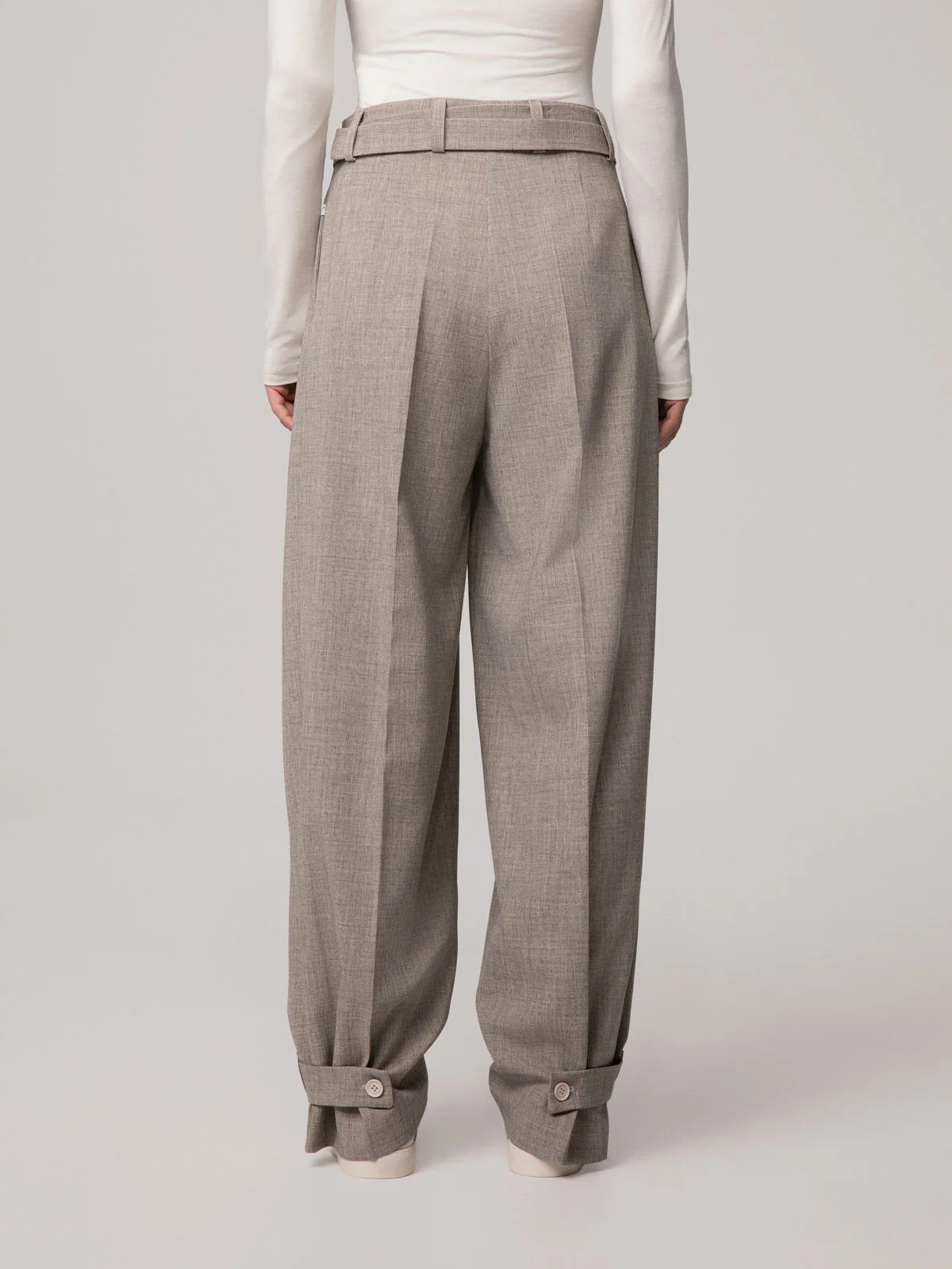 PANTALONE DONNA IN POLIVISCOSA CON CINTURINO BEIGE HINNOMINATE HMABW03213 BEIGE HINNOMINATE