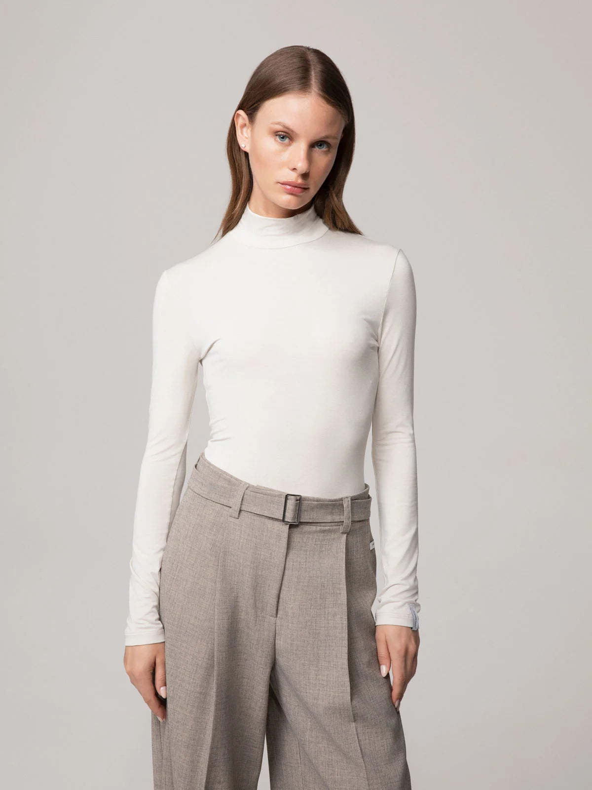 PANTALONE DONNA IN POLIVISCOSA CON CINTURINO BEIGE HINNOMINATE HMABW03213 BEIGE HINNOMINATE