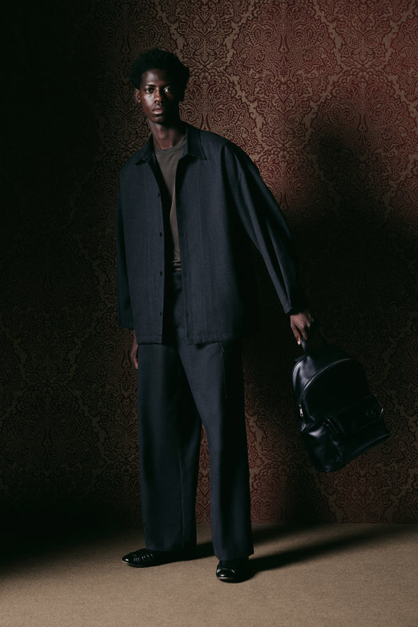 CAMICIA UOMO OVERSIZE IN MISTO LANA VERGINE GRIGIO I'M BRIAN CA3835 GRIGIO I'M BRIAN