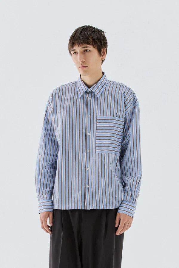 CAMICIA UOMO OVERSIZE IN COTONE A RIGHE I'M BRIAN CA3841 CELESTE I'M BRIAN