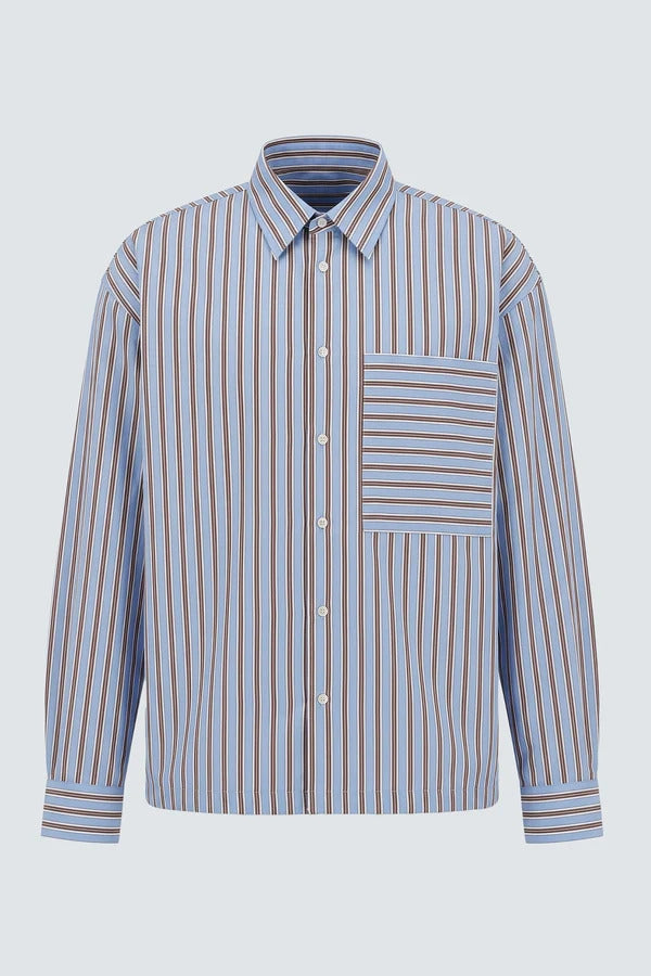CAMICIA UOMO OVERSIZE IN COTONE A RIGHE I'M BRIAN CA3841 CELESTE I'M BRIAN