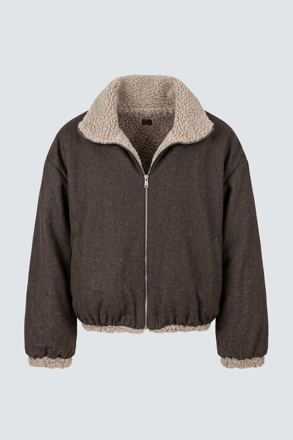 GIUBBINO uomo REVERSIBILE OVERSIZE IN MISTO LANA beige/moro i'm brian GIU3877 BEIGE I'M BRIAN