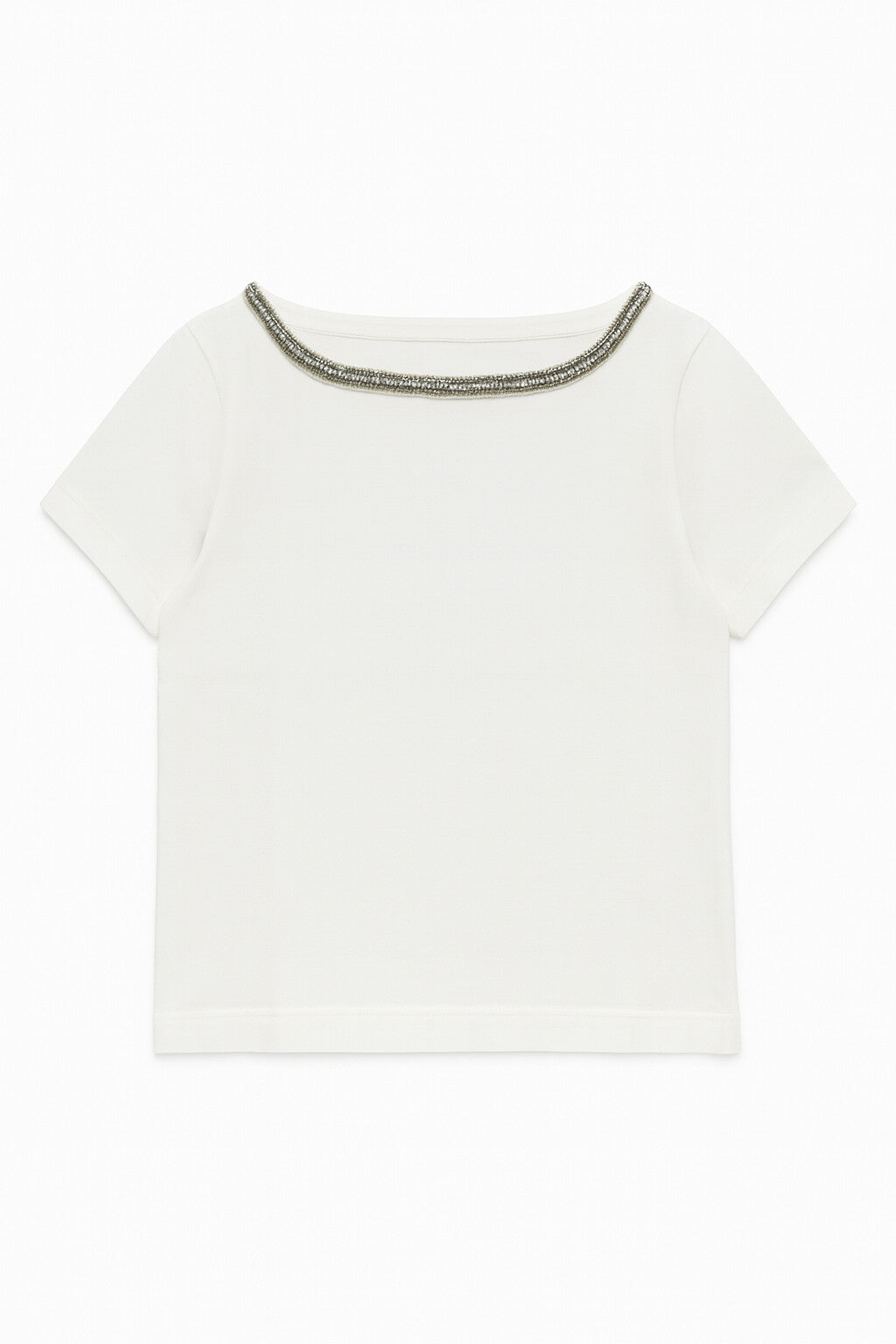 t-shirt donna scollo ampio con applicazioni bianco jijil JPI26TS053 BIANCA JIJIL