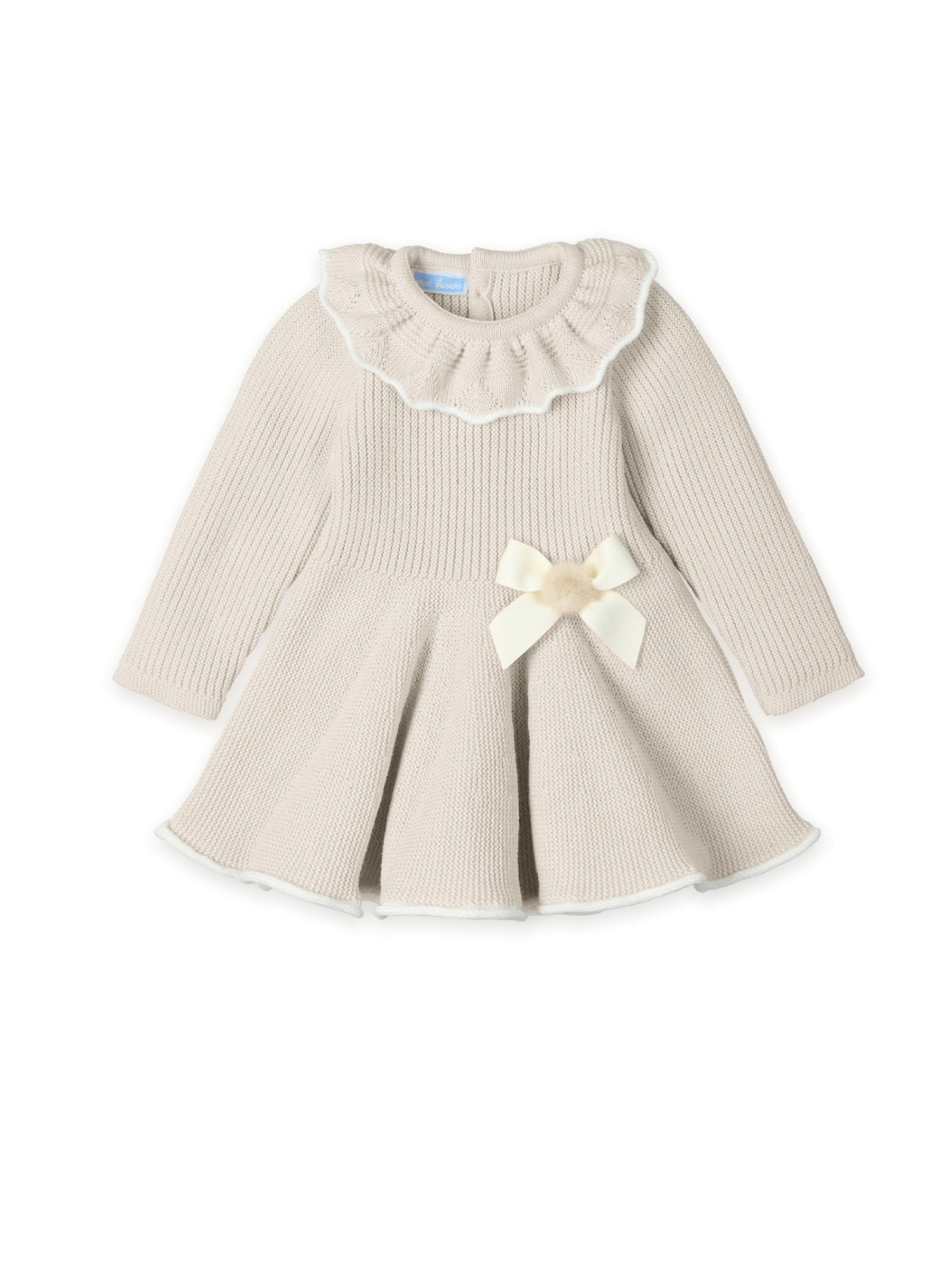Abito in maglia con colletto a balze "TONALITÀ NUDE DELICATA" 0276 NATURAL MAC ILUSION KIDS