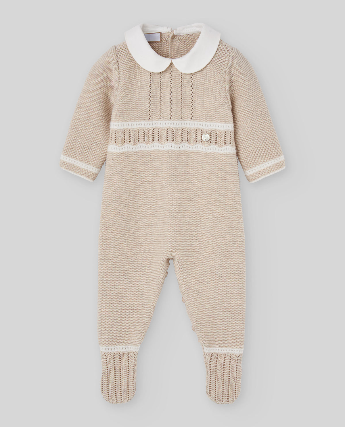 tutina neonato in maglia ligth brown and cream paz rodriguez 005-124034 LIGHT BROWN/CREAM PAZ RODRIGUEZ