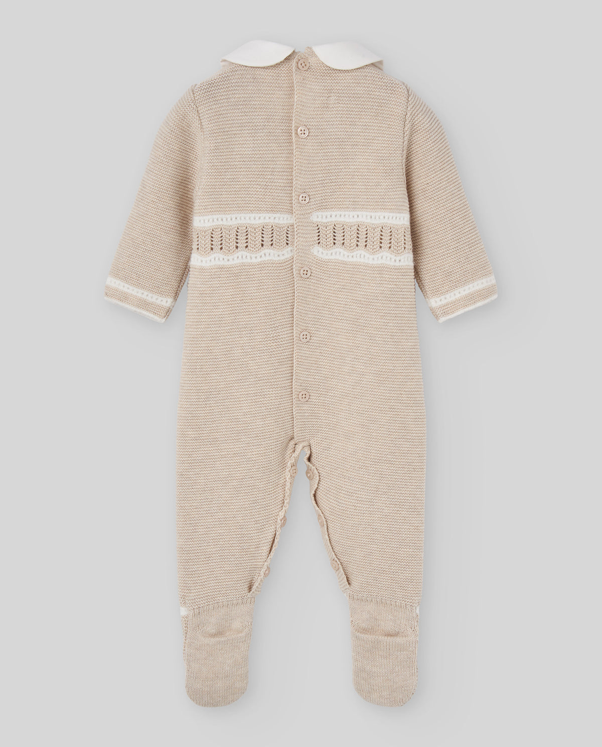 tutina neonato in maglia ligth brown and cream paz rodriguez 005-124034 LIGHT BROWN/CREAM PAZ RODRIGUEZ