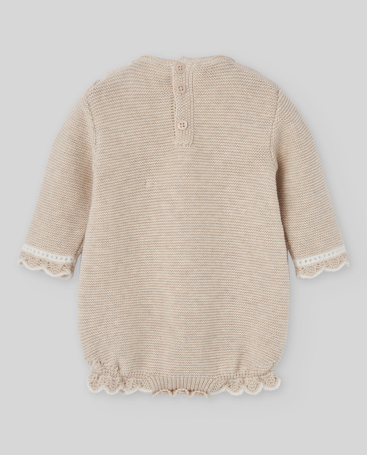 pagliaccetto neonata in maglia manica lunga "lua" light brwon and cream paz rodriguez 005-124037 LIGHT BROWN/CREAM PAZ RODRIGUEZ