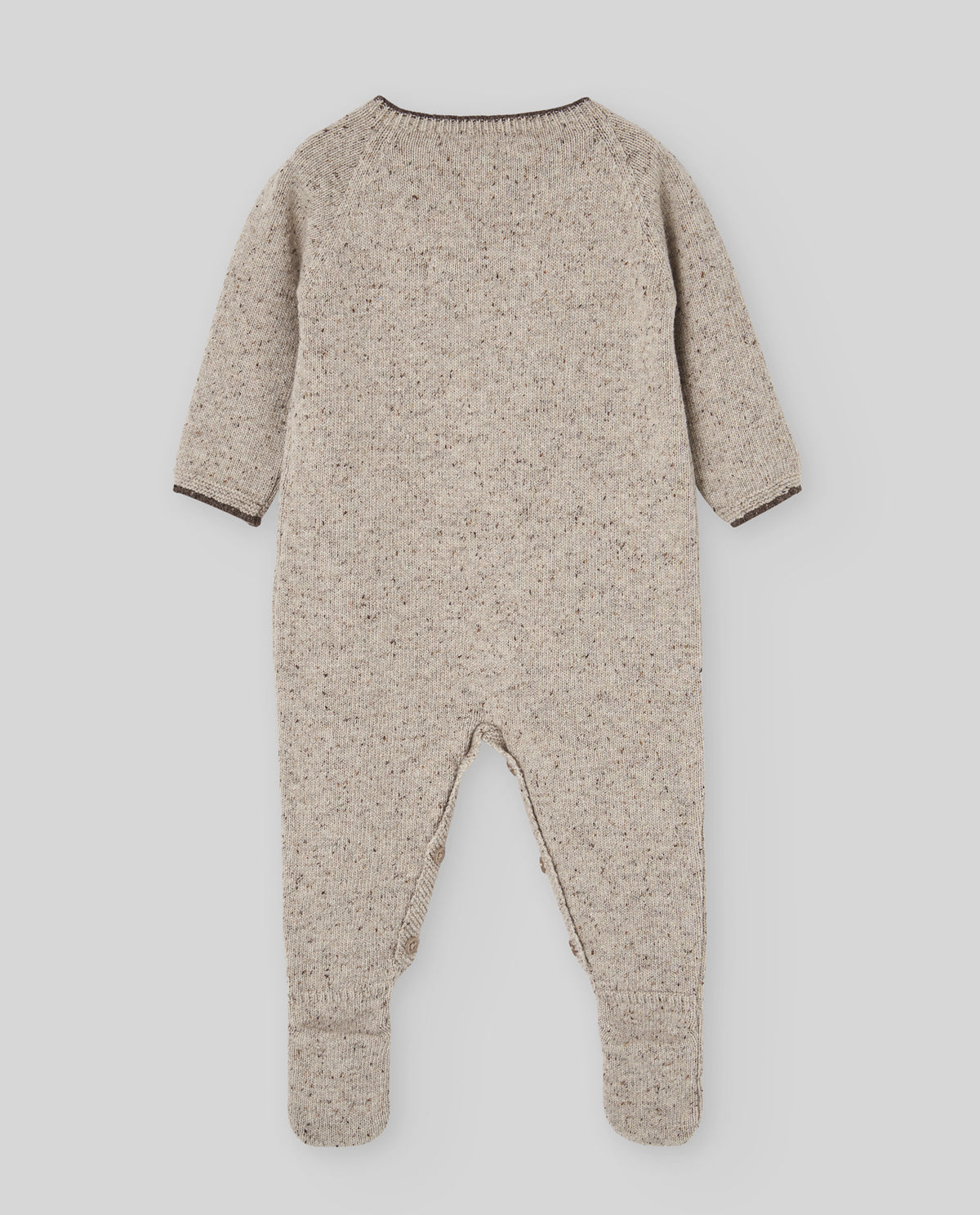 tutina neonato in maglia con piedino e ricamo cappuccino paz rodriguez<BR/> 005-134093 CAPPUCCINO PAZ RODRIGUEZ