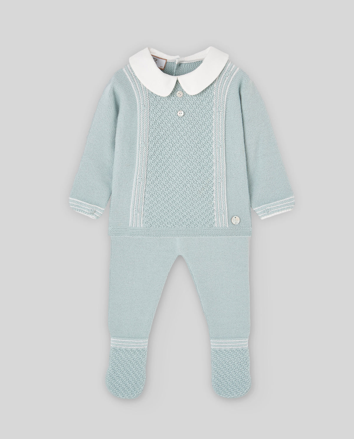set neonato maglia e ghettina in lana chalk green paz rodriguez 103-114133 CHALK GREEN/CREAM PAZ RODRIGUEZ