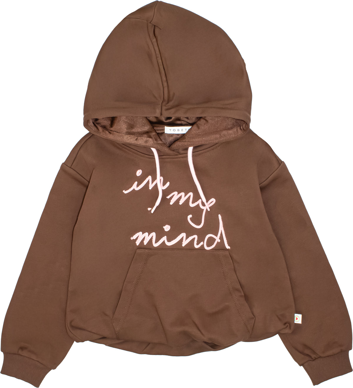 FELPA BAMBINA CON CAPPUCCIO E RICAMO CIOCCOLATO TO BE TOO TB21114W CIOCCOLATO TO BE TOO