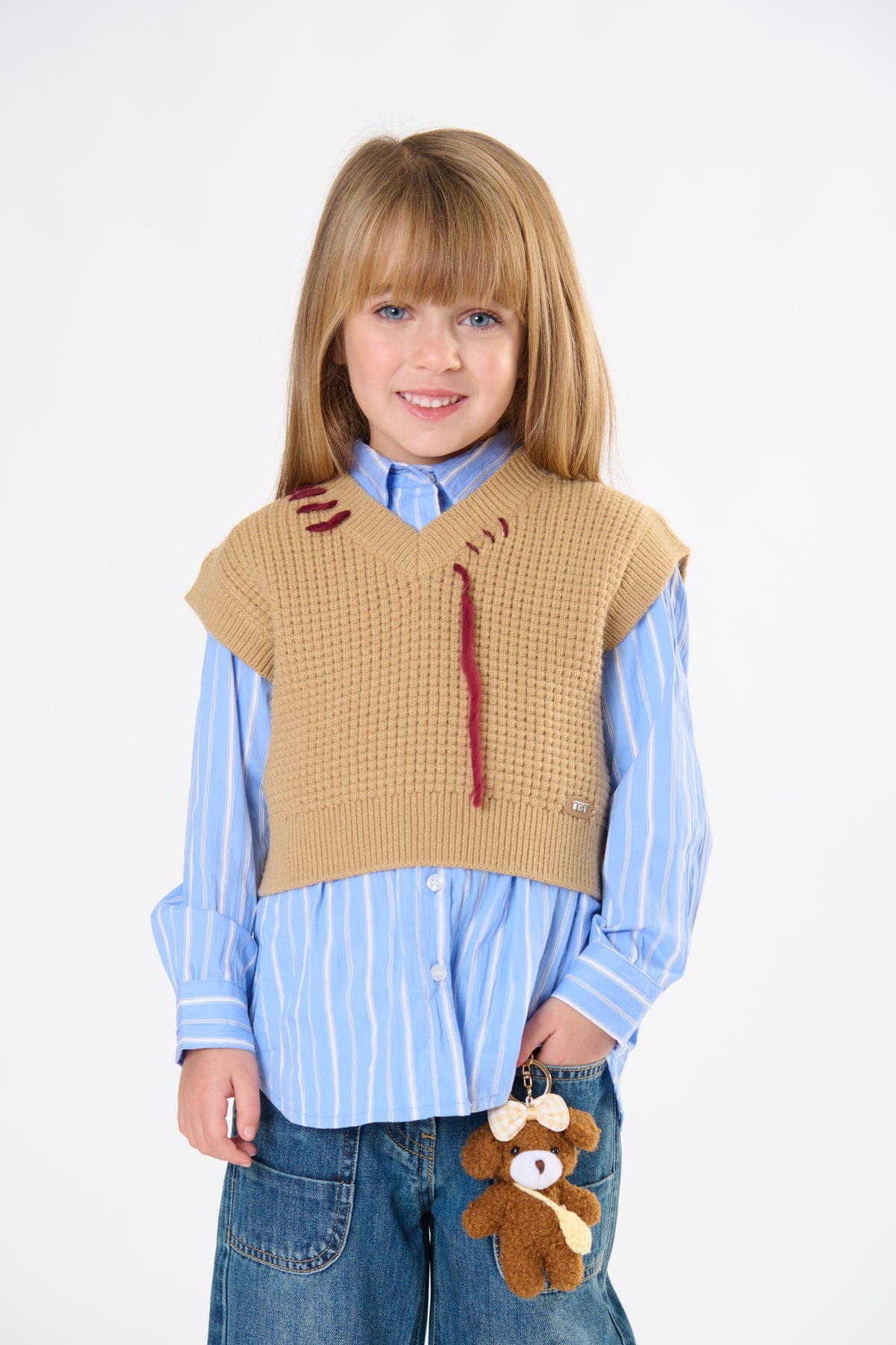 gilet BAMBINA CROP IN MAGLIA CAMMELLO TO BE TOO TB2128M CAMMELLO TO BE TOO