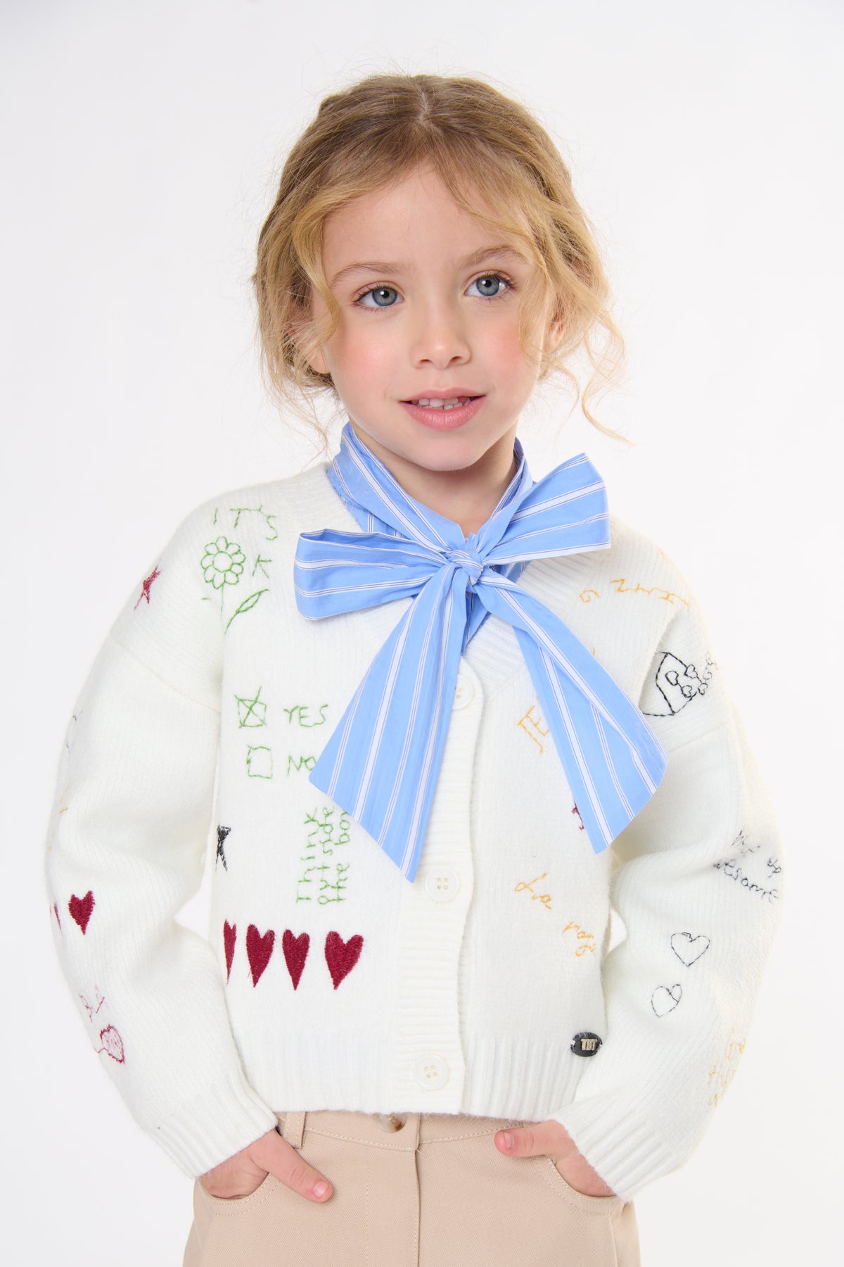 CARDIGAN BABINA CON BOTTONI E RICAMI LATTE TO BE TOO TB2130M LATTE TO BE TOO