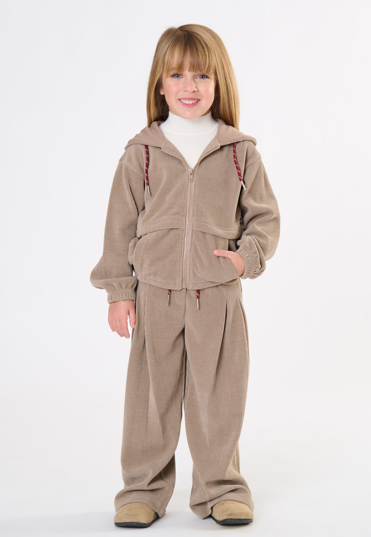 PANTALONE BAMBINA CON COULISSE IN VELLUTO TORTORA TO BE TOO TB2141P TORTORA TO BE TOO