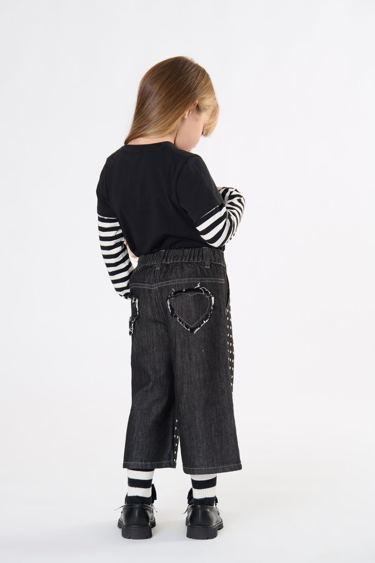 T-SHIRT BAMBINA DOPPIA MANICA A RIGHE NERO TO BE TOO TB2165T NERO TO BE TOO
