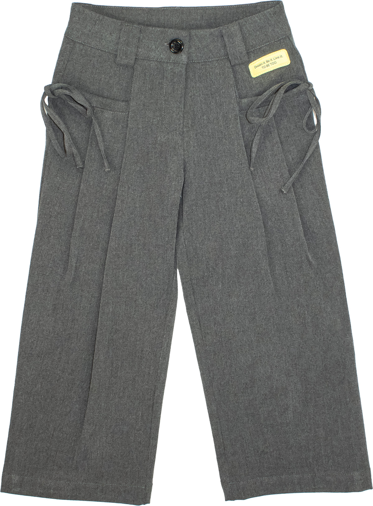 PANTALONE BAMBINA PALAZZO CON LACCETTI GRIGIO TO BE TOO TB2181P GRIGIO TO BE TOO