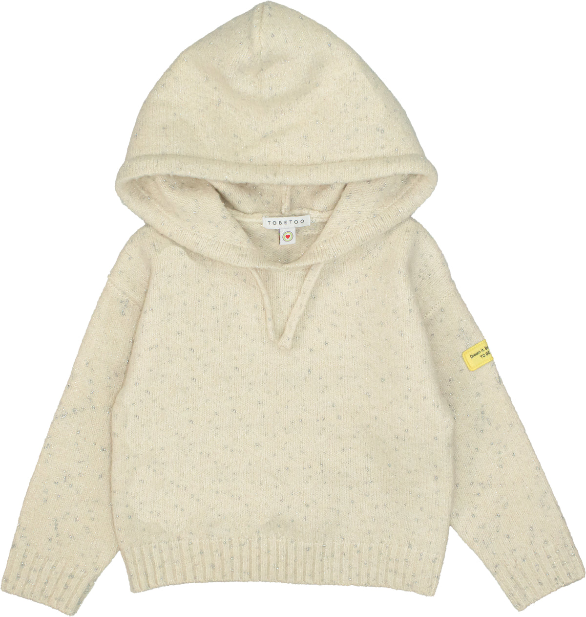 MAGLIA BAMBINA CON CAPPUCCIO BIANCO E ARGENTO TO BE TOO TB2182M BIANCO TO BE TOO