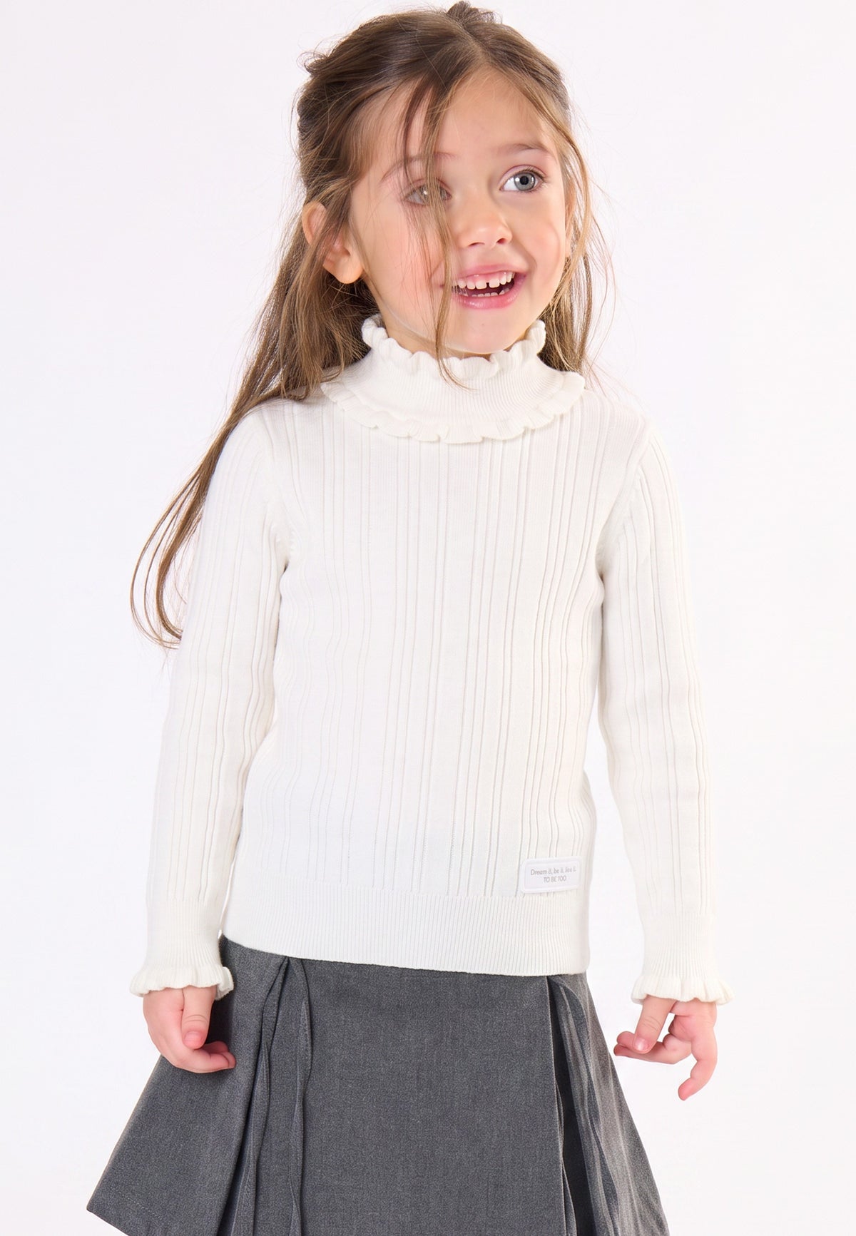 MAGLIA BAMBINA COLLO ALTO CON ROUCHES LATTE TO BE TOO TB2186M LATTE TO BE TOO