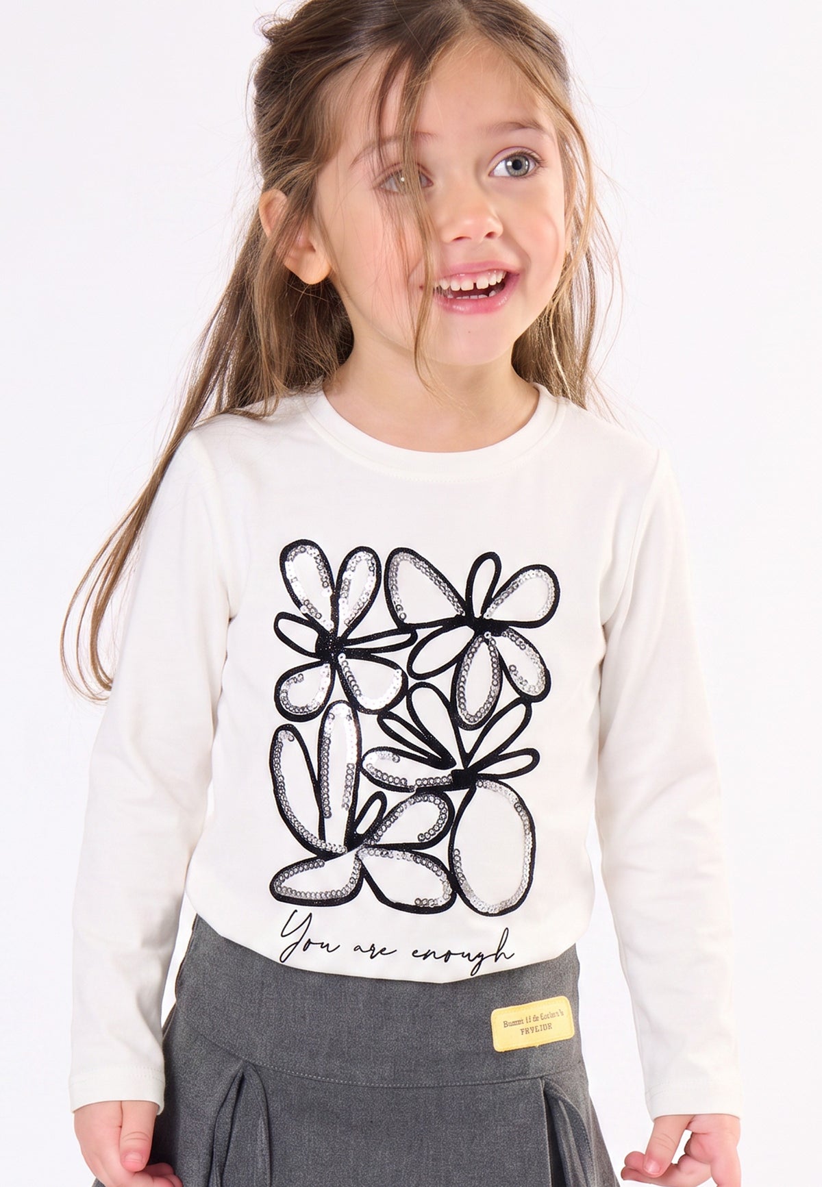 T-SHIRT BAMBINA CON STAMPA BIANCO TO BE TOO TB2190T LATTE TO BE TOO