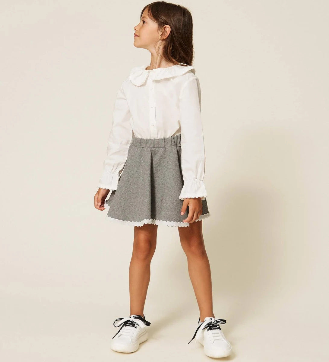 CAMICIA BAMBINA CON ROUCHES OFF-WHITE TWINSET 262GB2140 OFF-WHITE TWINSET KIDS