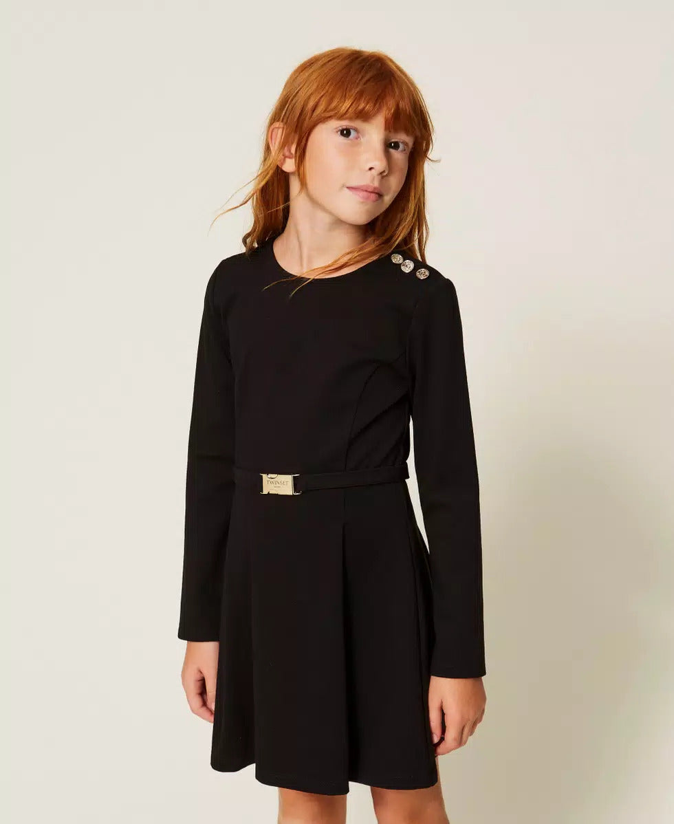 ABITO BAMBINA CORTO CON CINTURA NERO TWINSET 262GJ2083 NERO TWINSET KIDS