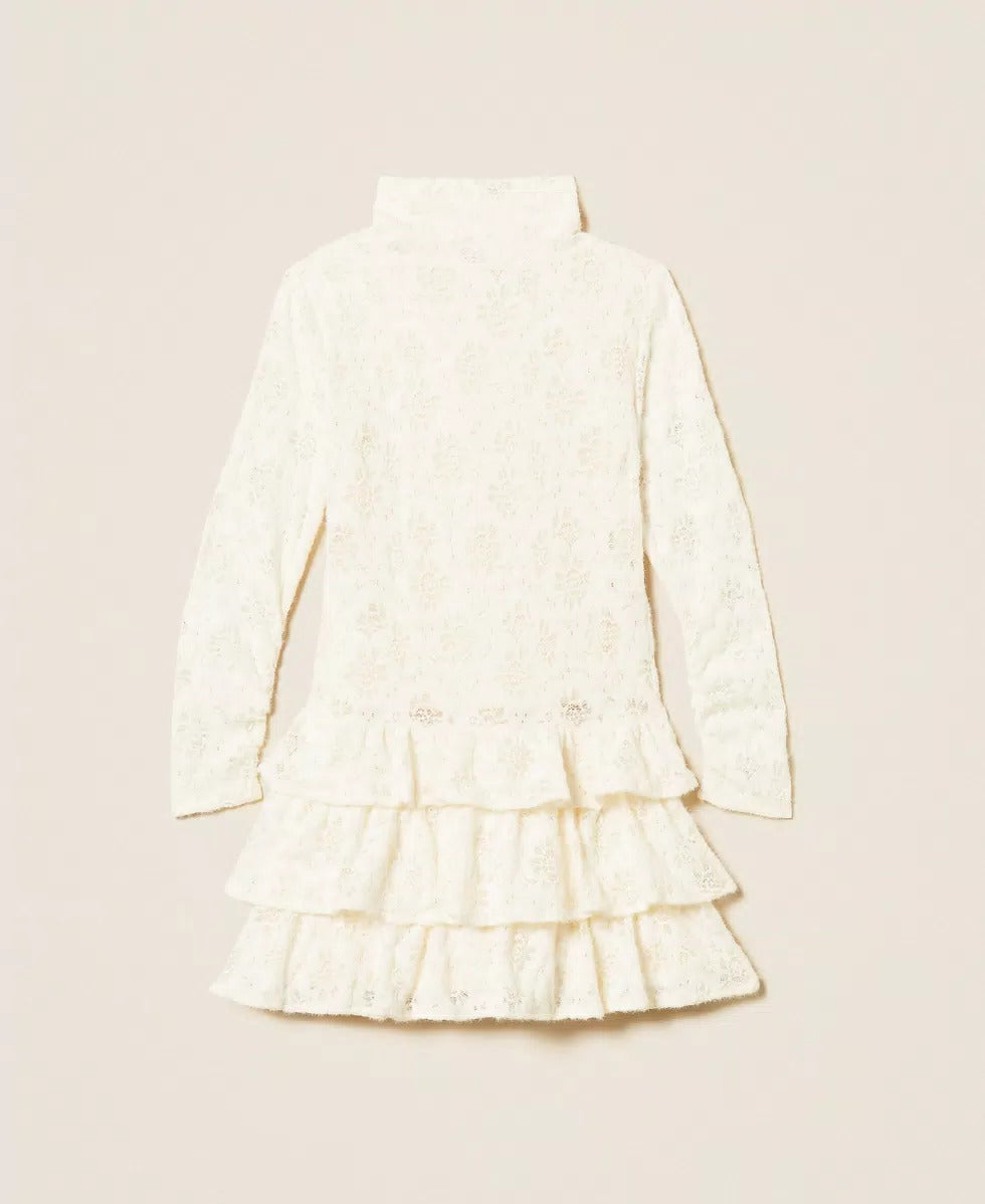 abito BAMBINA CORTO IN PIZZO CON BALZE NEVE TWINSET 262GJ2190 NEVE TWINSET KIDS