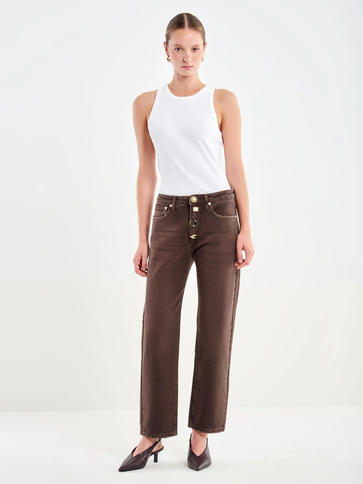 JEANS DONNA ZOE REGUAR FIT BOTTONI GIOIELLO FONDENTE VICOLO DAC5106 FONDENTE VICOLO