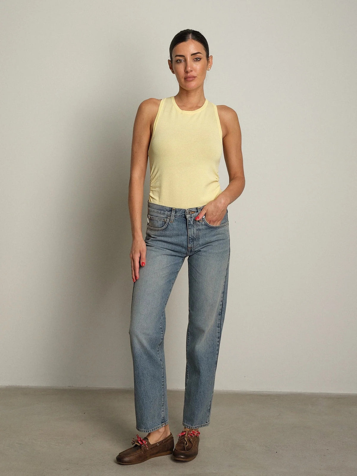 JEANS DONNA REGULAR FIT LAVAGGIO SABBIATO VICOLO DAC5116 DENIM BLU VICOLO