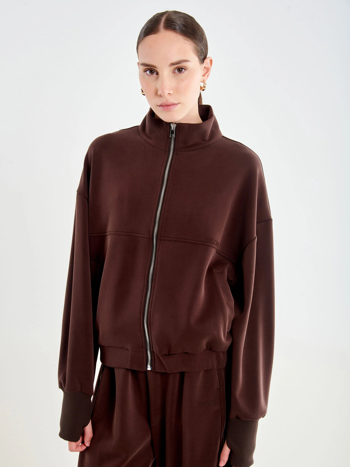 FELPA DONNA CON ZIP E POLSINO CON ASOLA BORDEAUX VICOLO RAC0010 BORDEAUX VICOLO
